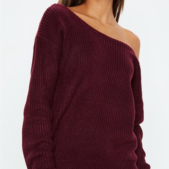 Missguided - Burgundy Off Shoulder Sweater (S) - Picture 3 of 3
